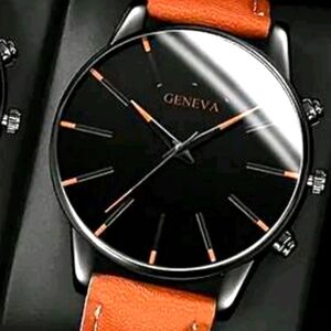 Men's Quartz Watch Suit: Classic Faux Leather Strap, Round Dial, Durability